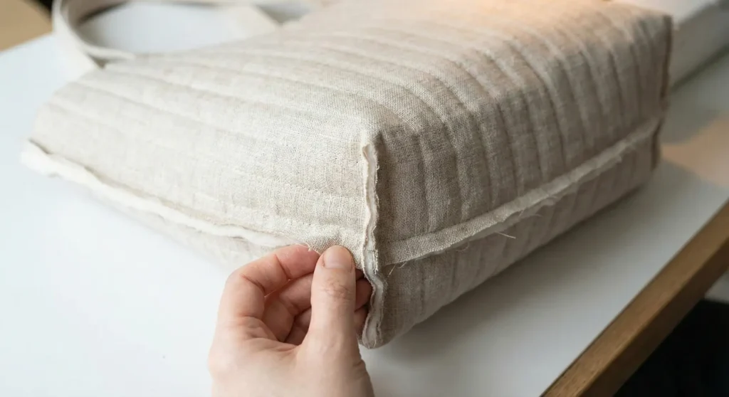 Minimalist Linen Tote with Vertical Channel Quilting