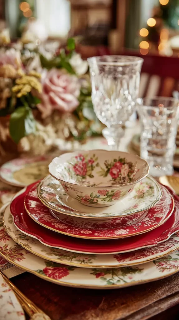 Mix-and-Match Vintage China for a Warm Holiday Tablescape