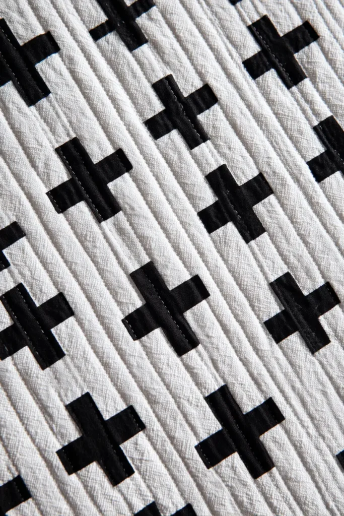 Modern Black and White Quilted Table Runners and Table Covers