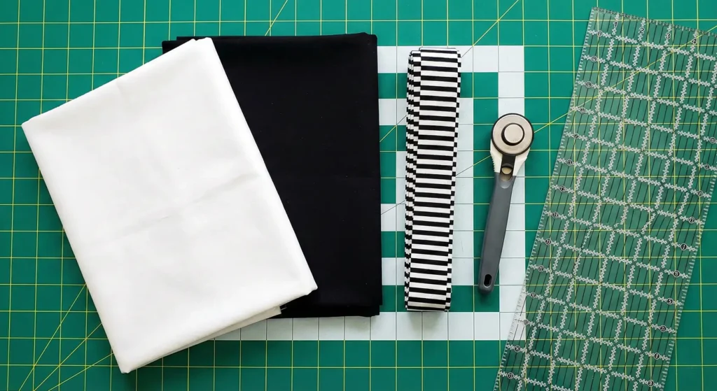 Modern Black and White Quilted Table Runners and Table Covers