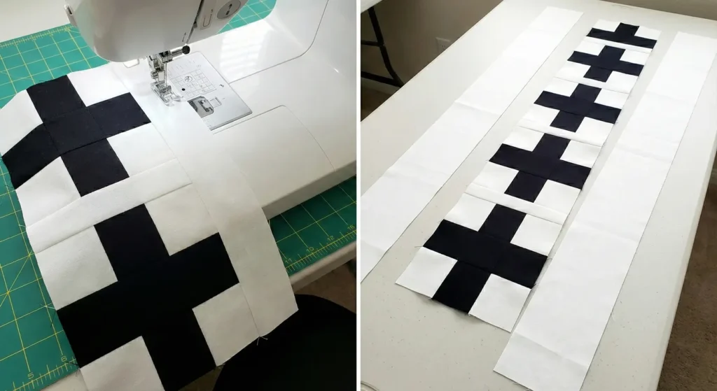 Modern Black and White Quilted Table Runners and Table Covers