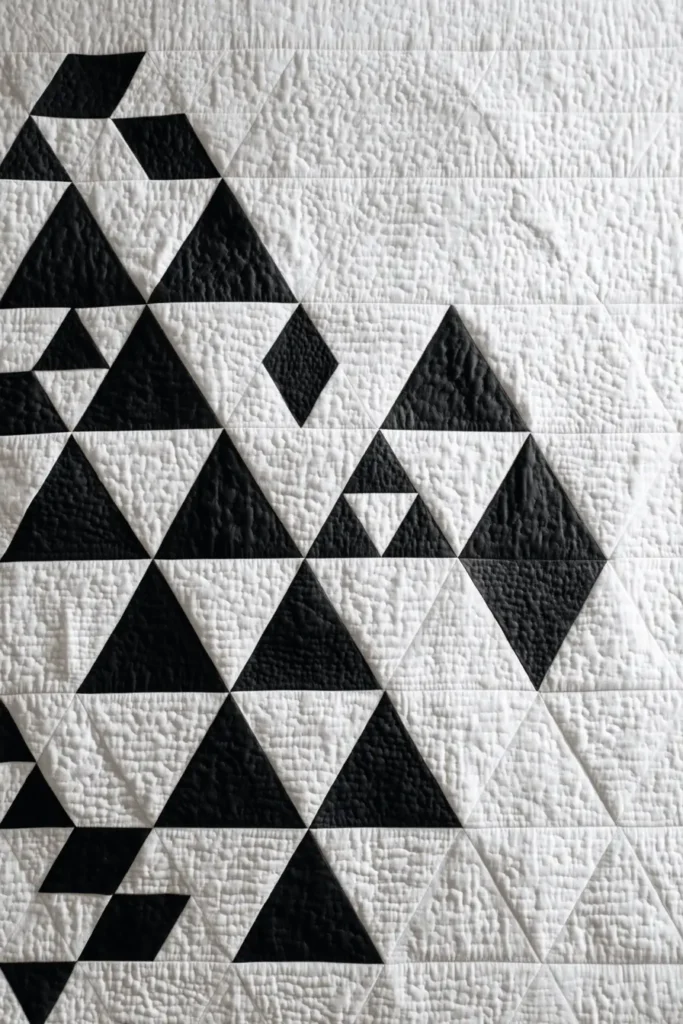 Modern Geometric Black and White Quilt Patterns for Minimalist Spaces