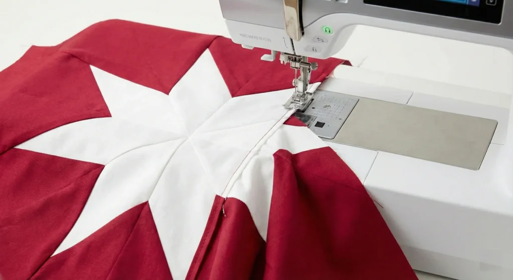 Modern Geometric Christmas Star Quilt for Contemporary Bedrooms