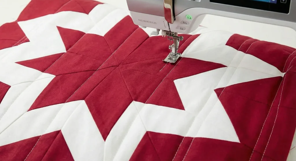 Modern Geometric Christmas Star Quilt for Contemporary Bedrooms