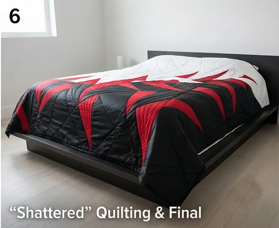 Modern Geometric Red, Black, and White Quilt Designs for a Modern Bedroom Statement