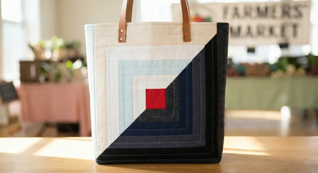 Modern Log Cabin Quilt Block Tote Pattern