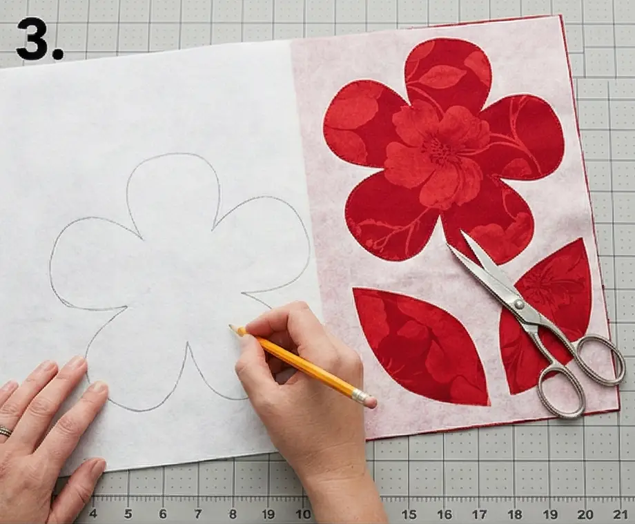 Monochrome Floral Accent Quilts with Red Highlights