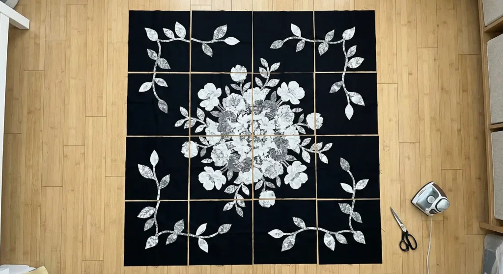 Monochrome Floral Quilt Designs for Elegant Bedrooms