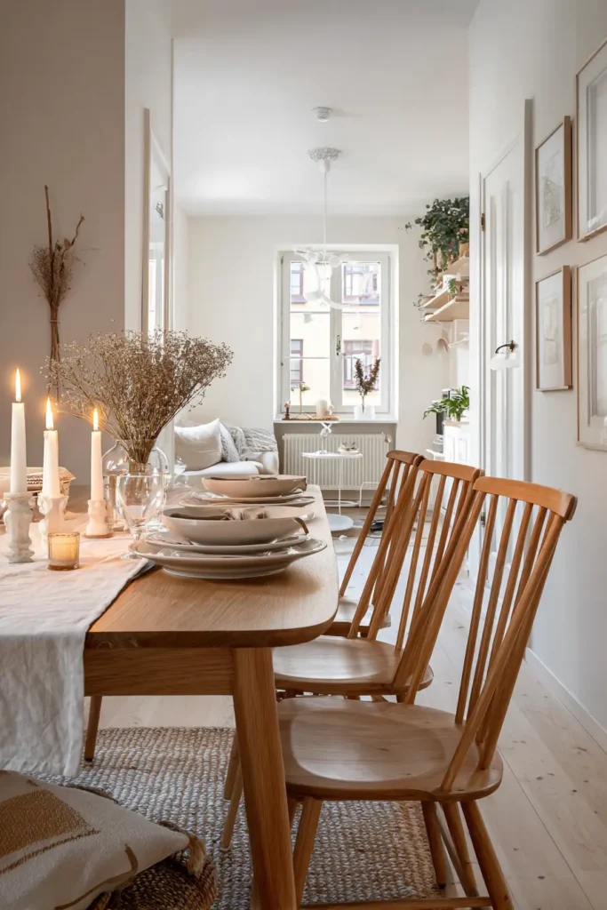 Narrow Dining Room Ideas - Cozy Scandinavian-Inspired Retreat