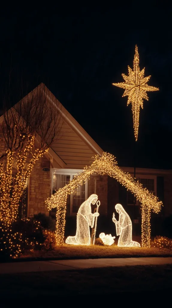 Outdoor Nativity and Religious Light Displays for Traditional Charm