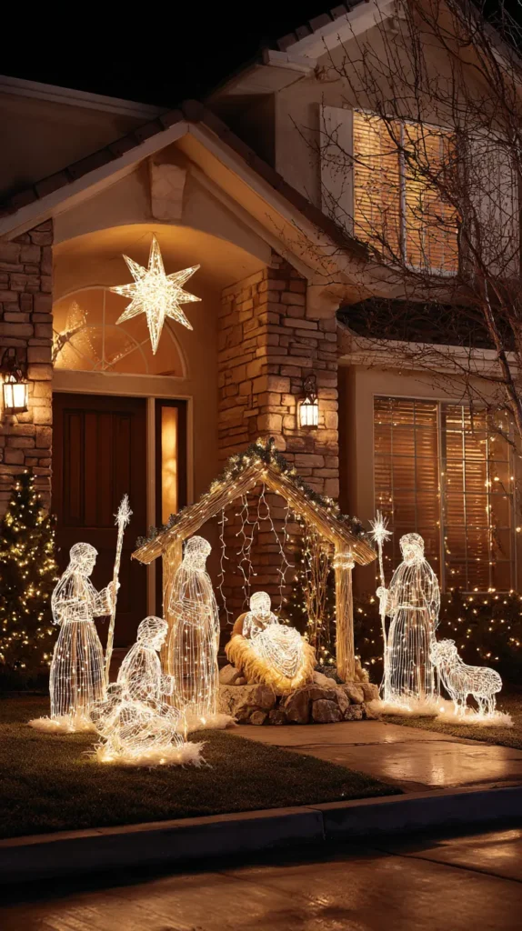 Outdoor Nativity and Religious Light Displays for Traditional Charm