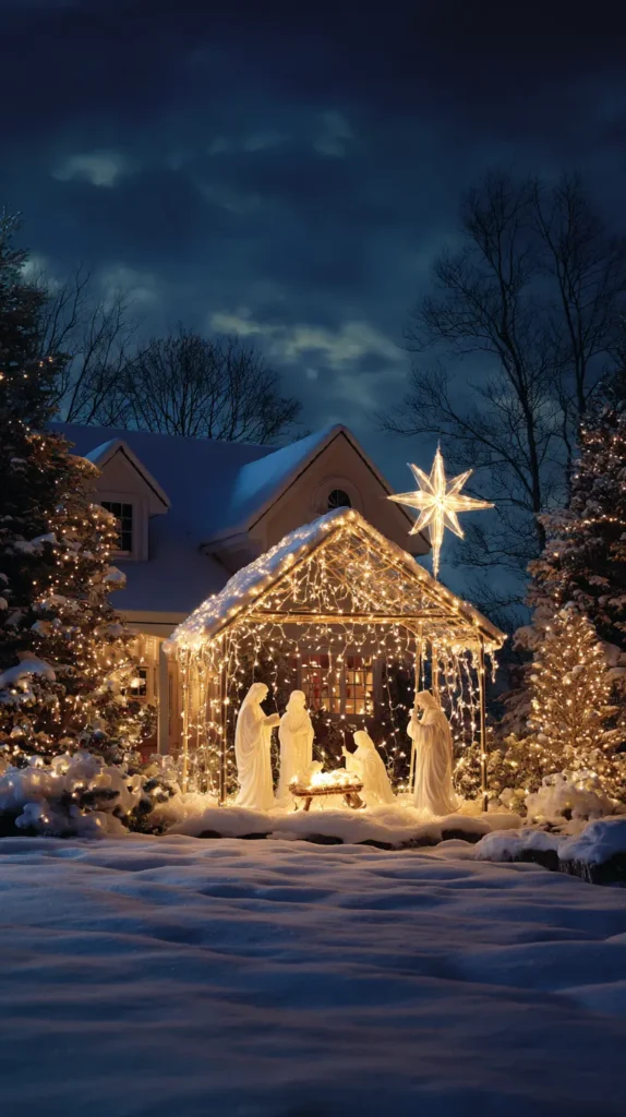 Outdoor Nativity and Religious Light Displays for Traditional Charm