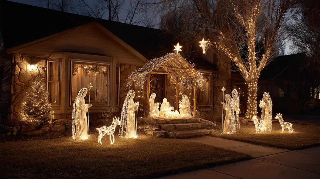 Outdoor Nativity and Religious Light Displays for Traditional Charm