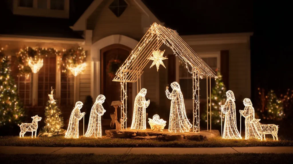 Outdoor Nativity and Religious Light Displays for Traditional Charm
