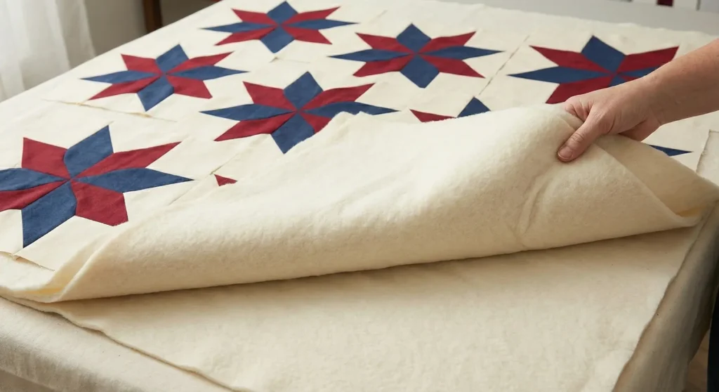 Patriotic Christmas Star Quilt in Red, White, and Blue