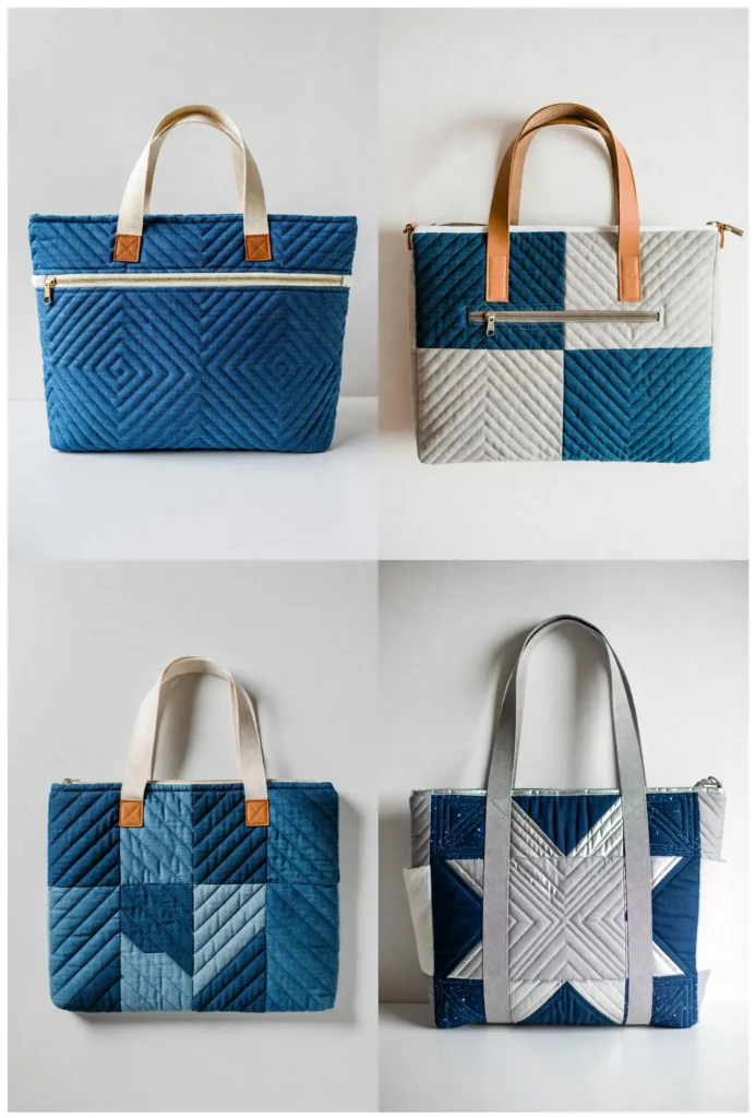Protective Padded Laptop Bag with Geometric Stitching