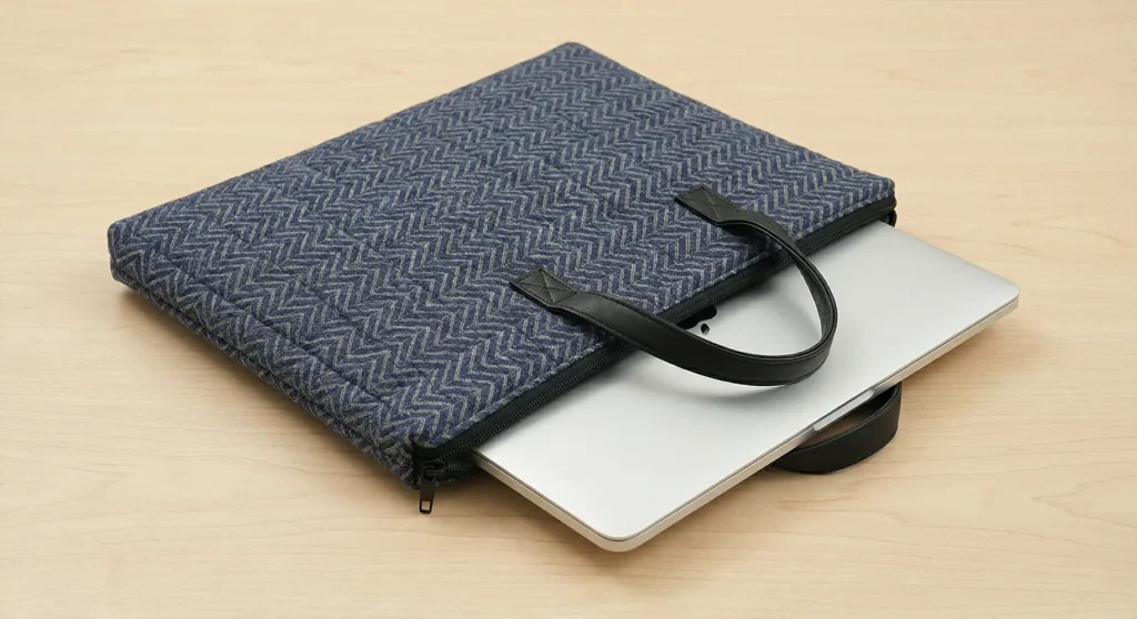 Protective Padded Laptop Bag with Geometric Stitching