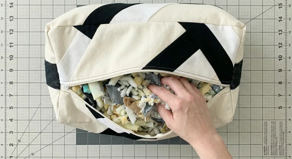 Quilted Floor Pillows and Poufs in Monochrome