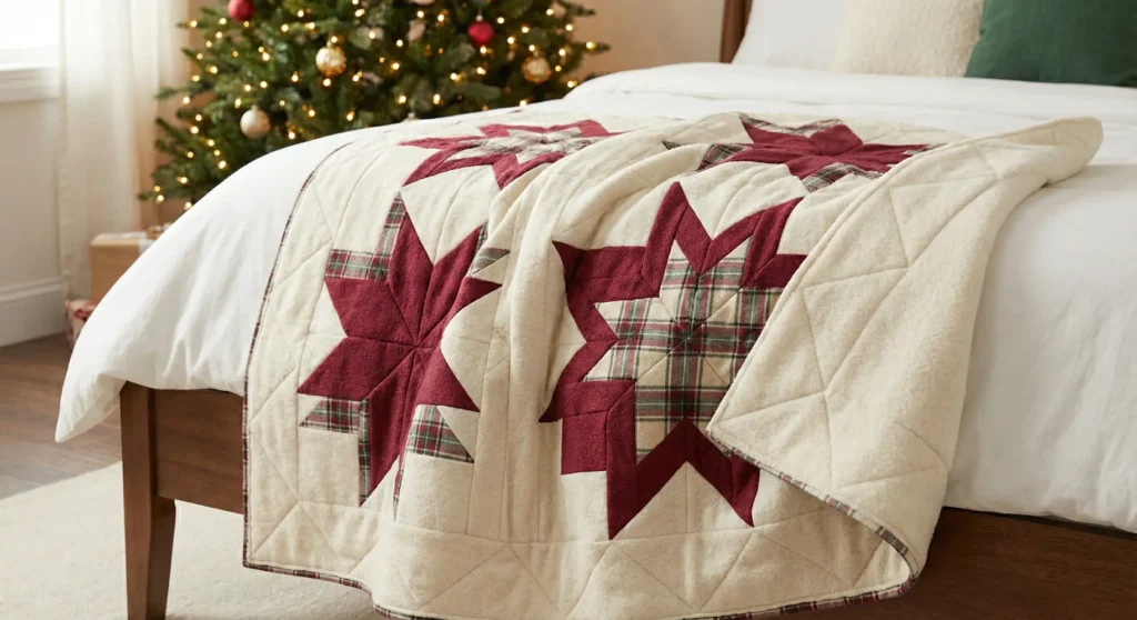 Quilted Star Throws for Layered Christmas Bedding