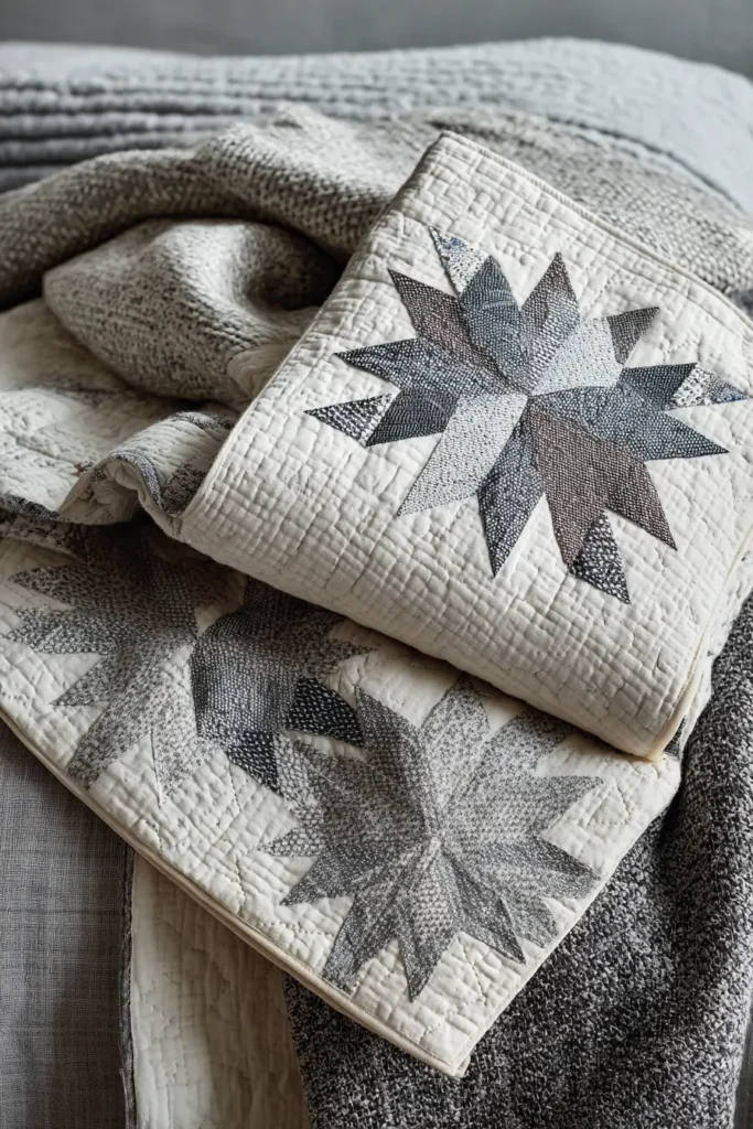Quilted Star Throws for Layered Christmas Bedding