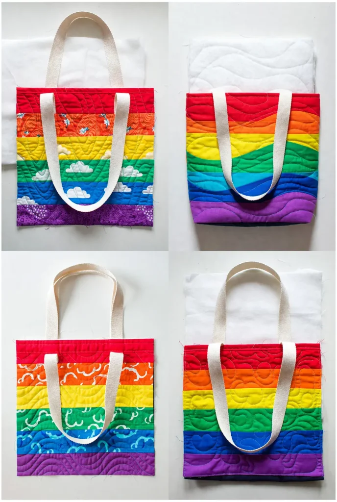 Rainbow Quilted Kids Tote Bag Pattern with Fun Prints