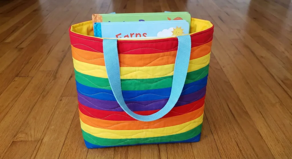 Rainbow Quilted Kids Tote Bag Pattern with Fun Prints