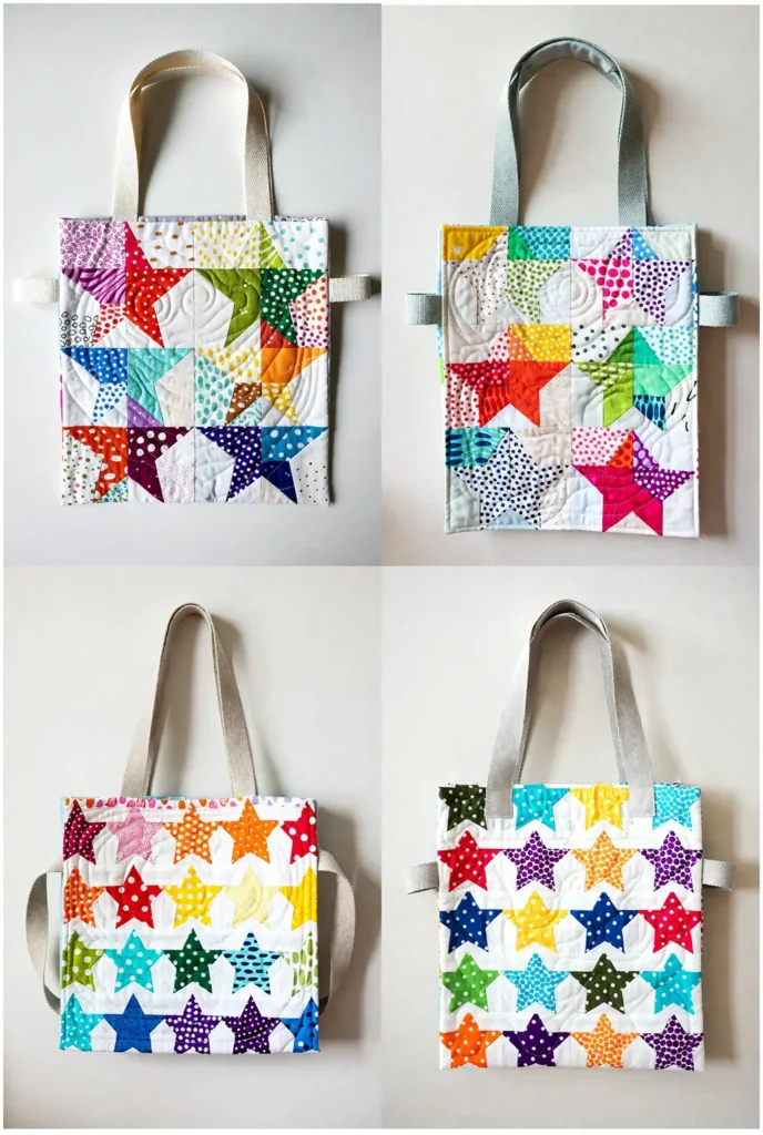 Rainbow Quilted Kids Tote Bag Pattern with Fun Prints