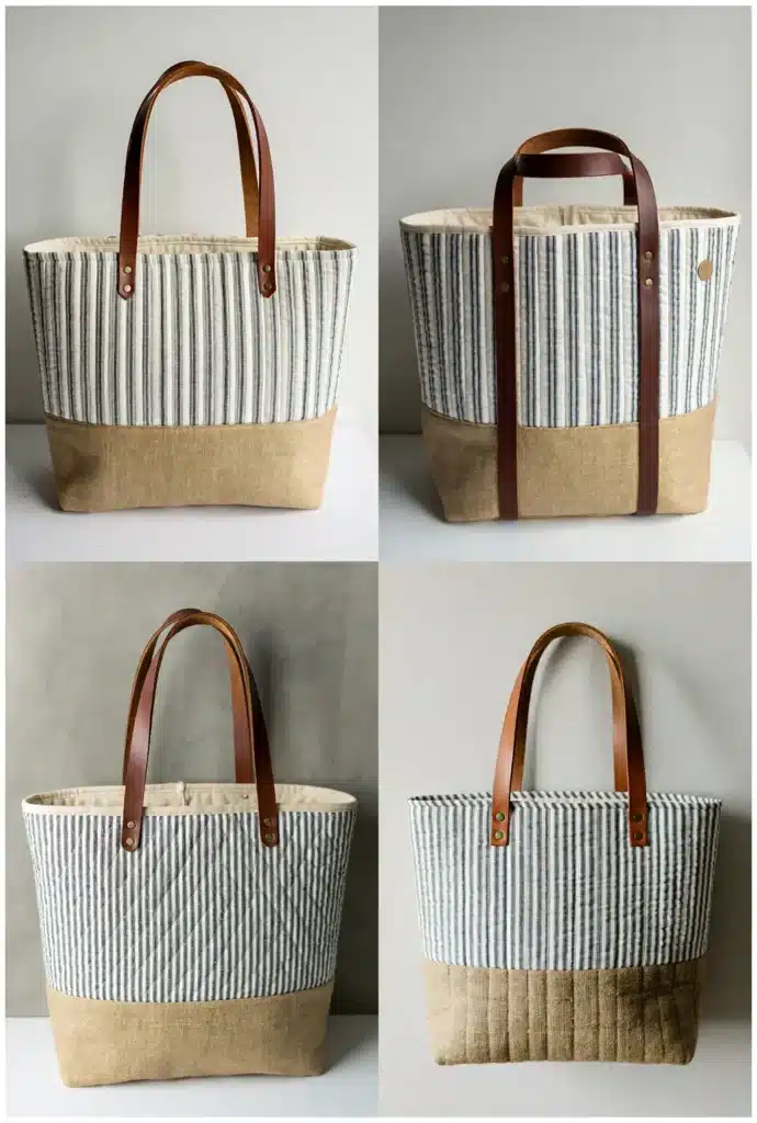 Rustic Farmhouse Quilted Grocery Tote