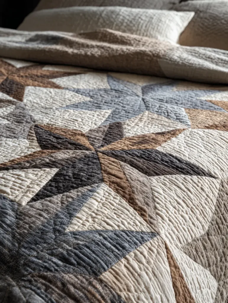 Rustic Farmhouse Star Quilt Designs with Warm Neutrals