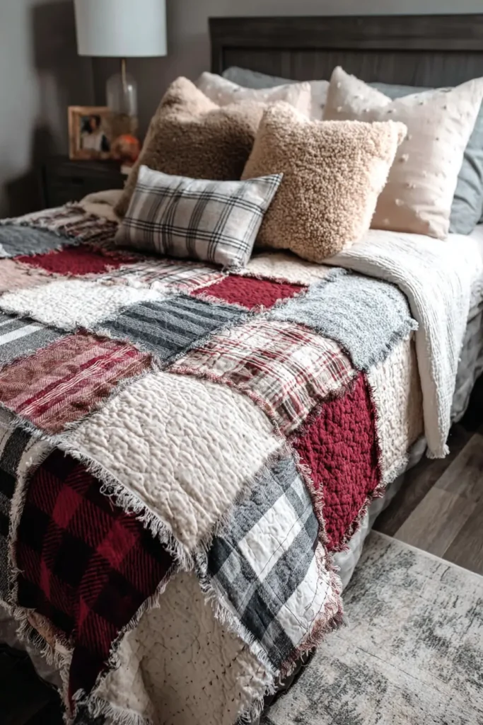 Rustic Rag Quilts with Frayed Edges