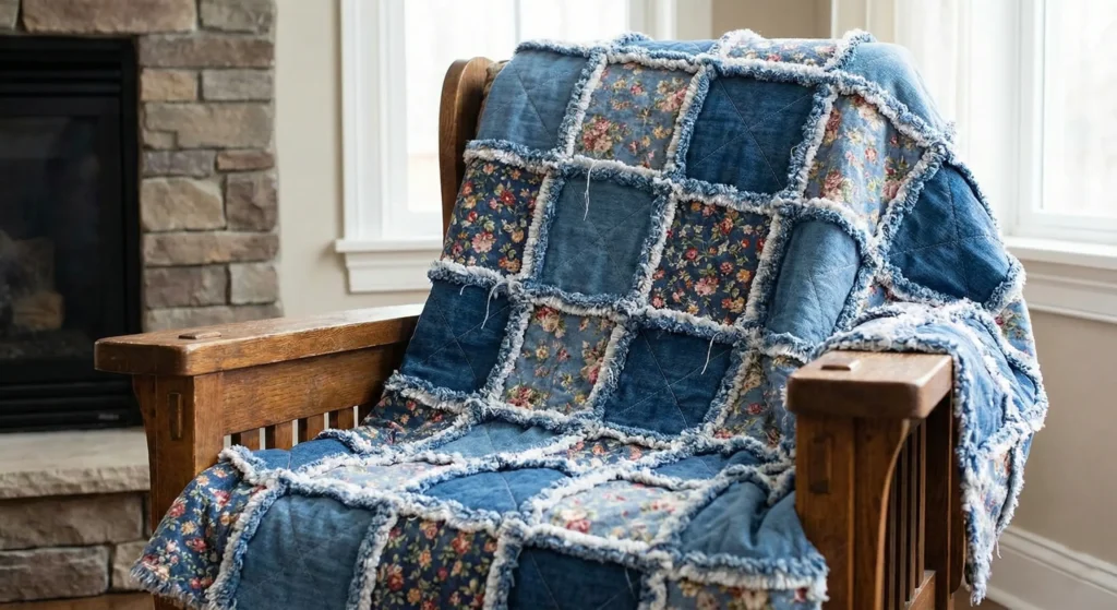 Rustic Rag Quilts with Frayed Edges
