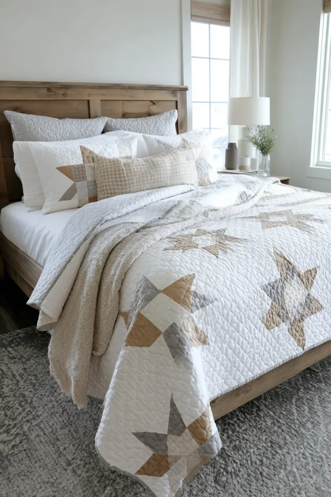 Scandinavian Farmhouse Fusion Minimalist Quilt Patterns for Your Bed