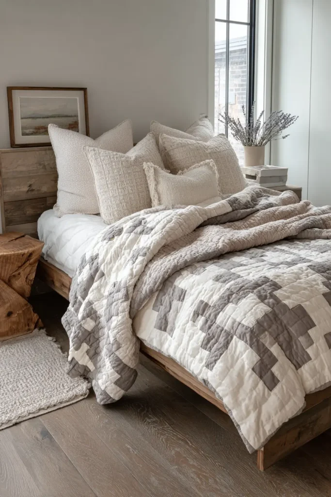 Scandinavian Farmhouse Fusion Minimalist Quilt Patterns for Your Bed