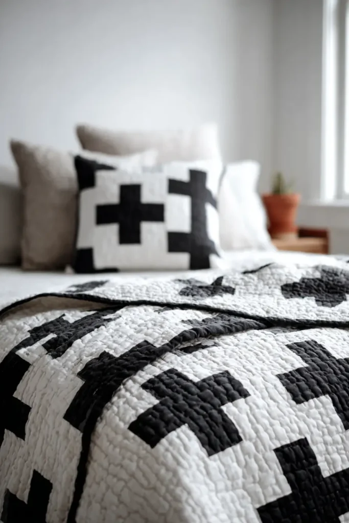 Scandinavian-Inspired Black and White Quilts for Cozy Modern Homes