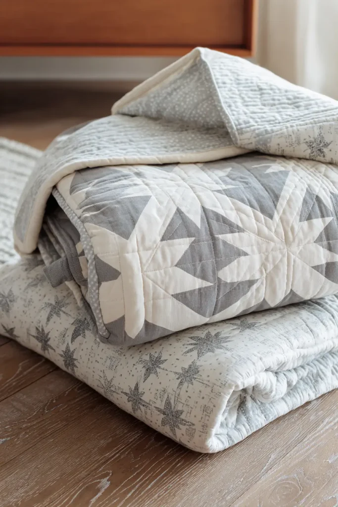 Scandinavian Star Quilt Pattern in Minimalist Holiday Colors