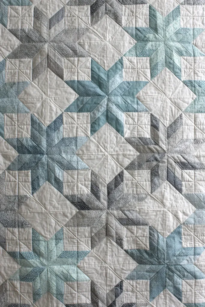 Scandinavian Star Quilt Pattern in Minimalist Holiday Colors