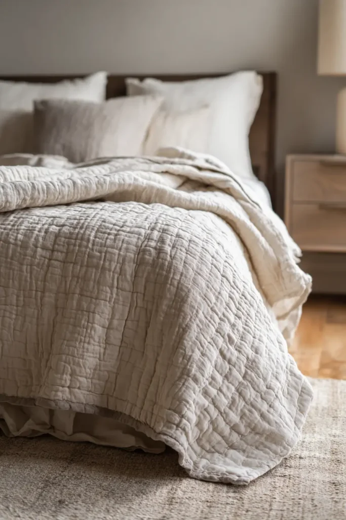 Soft Linen and Cotton Farmhouse Quilts with Natural Texture