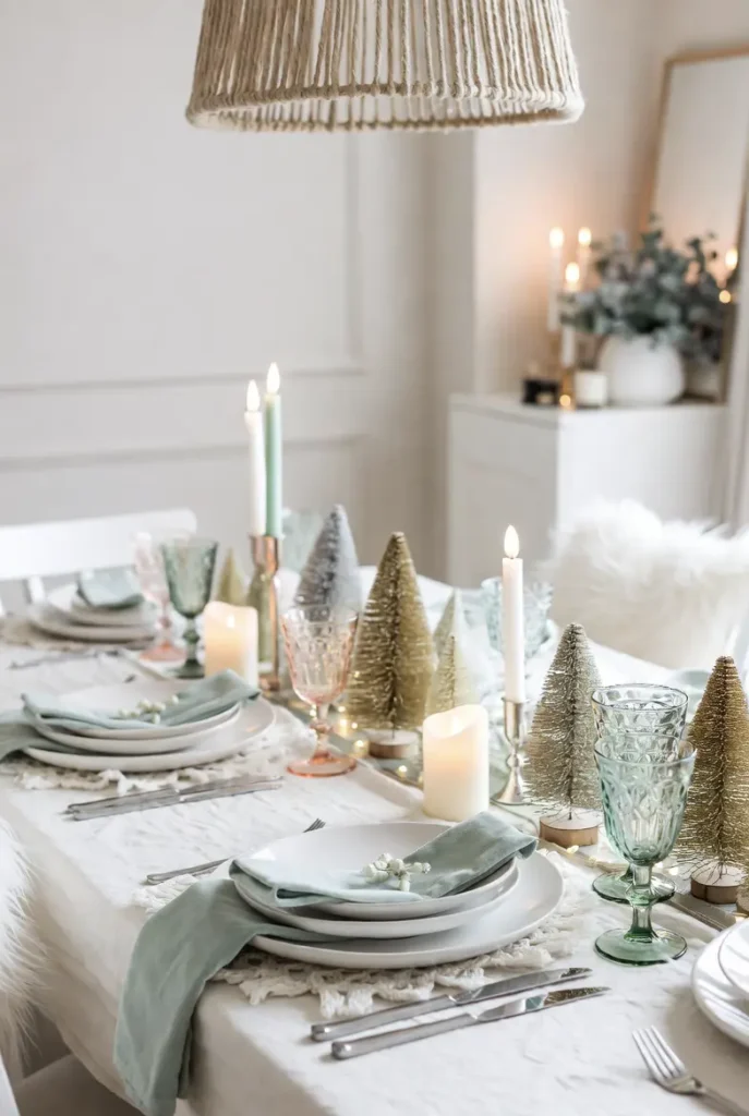 Soft Pastel or Monochromatic Christmas Themes for a Streamlined Look