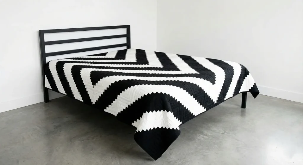 Sophisticated Black and White Log Cabin Quilt Designs with Modern Appeal