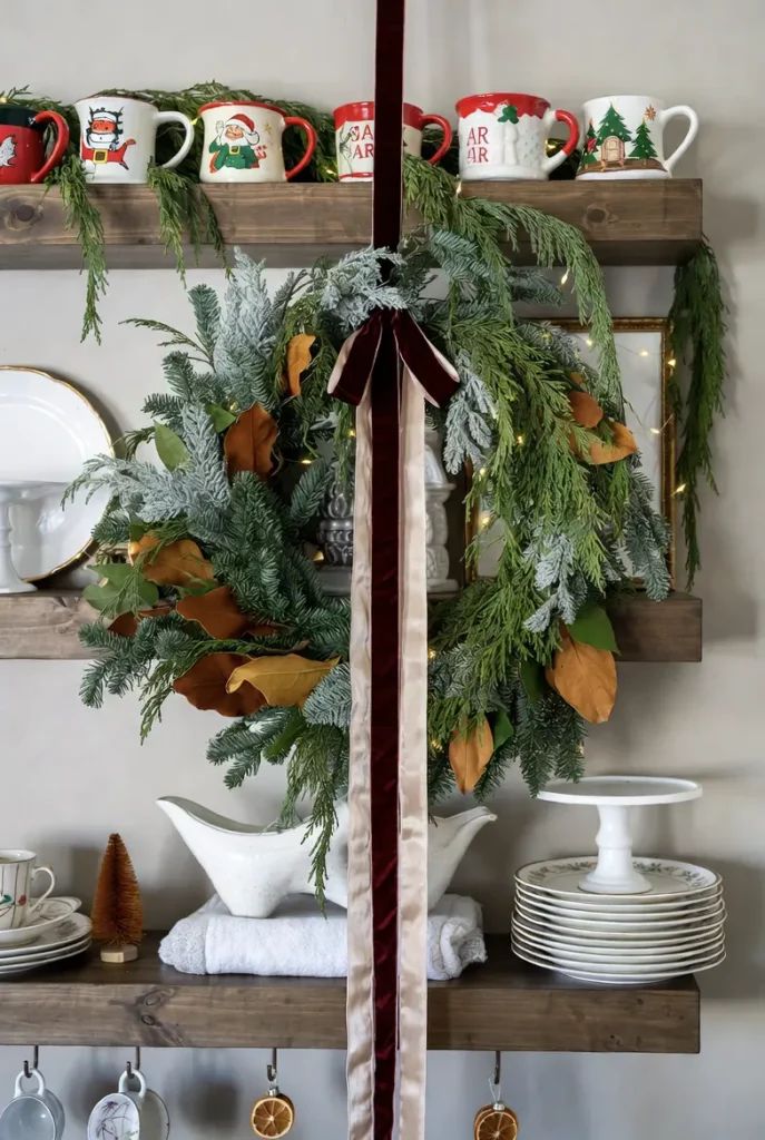 Statement Wreaths or Holiday Artwork as a Simple Focal Point
