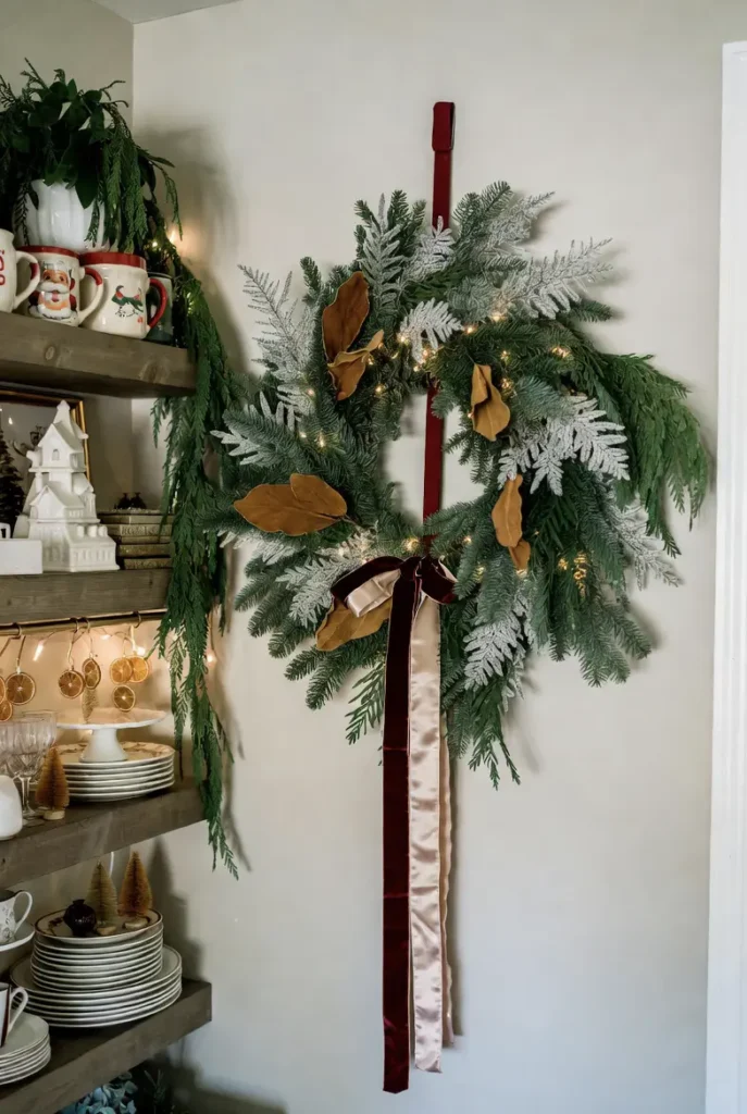 Statement Wreaths or Holiday Artwork as a Simple Focal Point