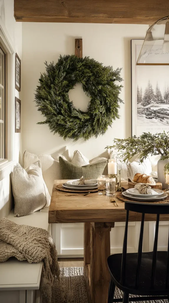 Statement Wreaths or Holiday Artwork as a Simple Focal Point