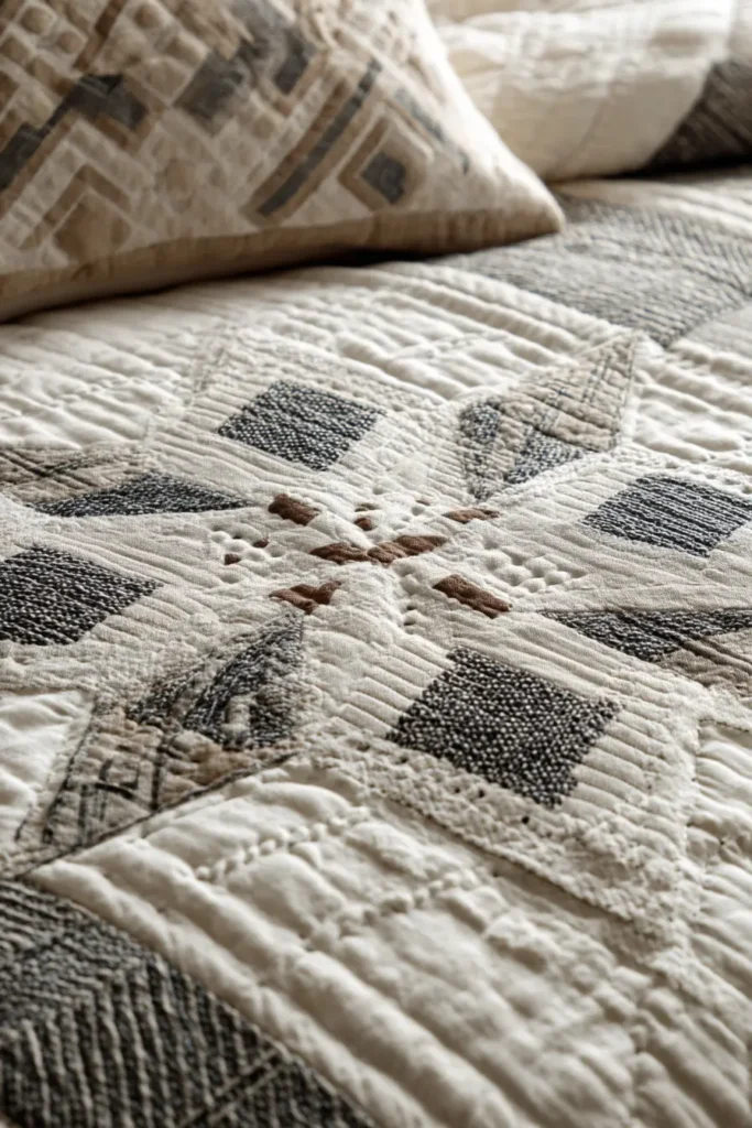 Textured Farmhouse Quilts with Channel and Cross Stitching