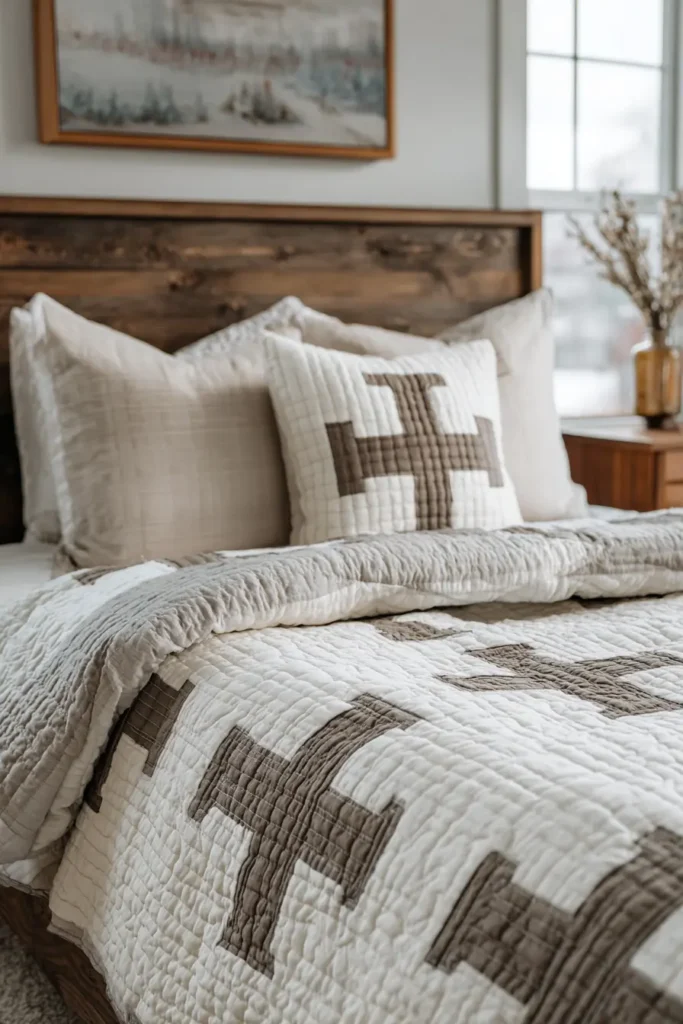 Textured Farmhouse Quilts with Channel and Cross Stitching