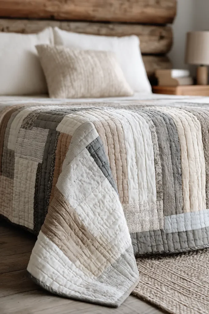 Handmade Farmhouse Quilts with Neutral Color Palettes