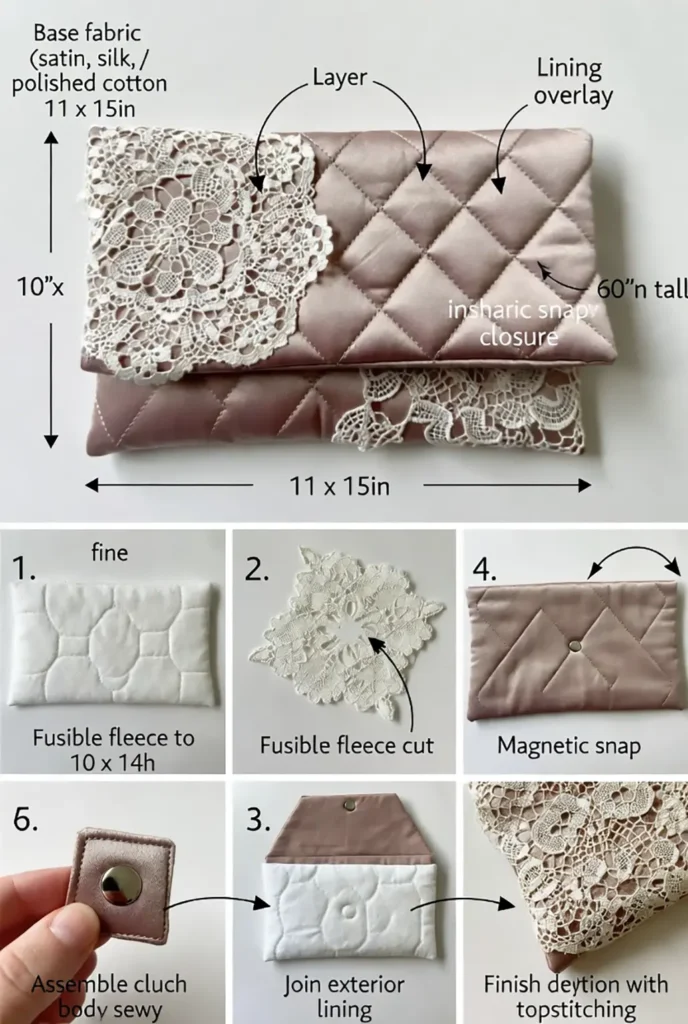 Vintage Lace Quilted Evening Clutch Pattern