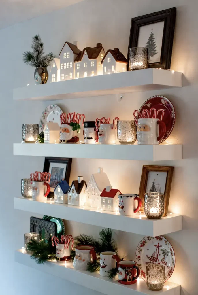 Wall-Mounted Shelves and Decor to Display Holiday Collections and Save Space