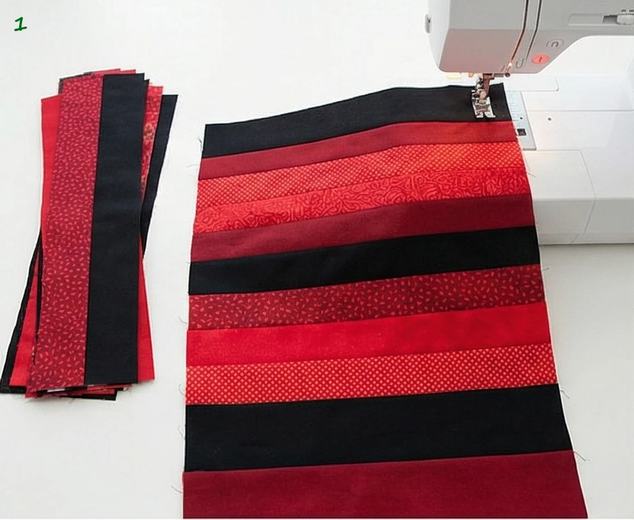 Abstract Red, Black, and White Quilts for Artistic Living Room Statements