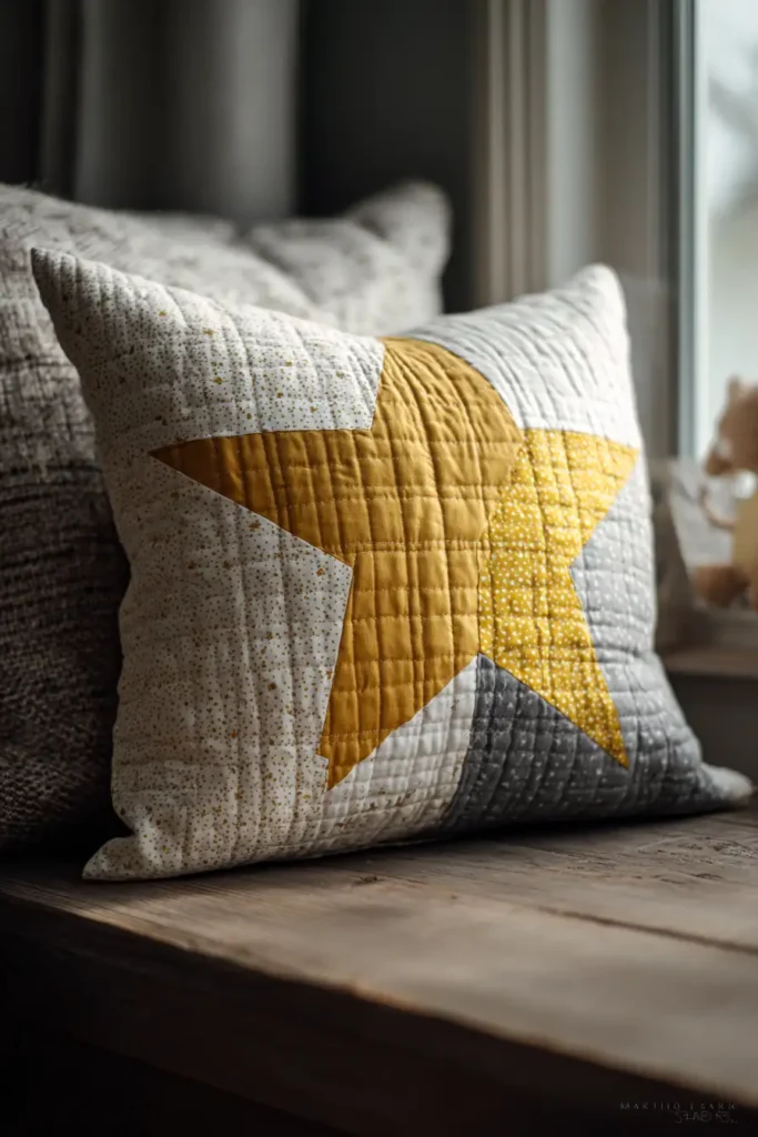 Adorable Star Quilt Pillow Covers for Nursery Gliders