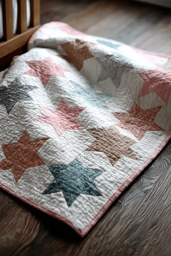 Adorable Star Quilt Pillow Covers for Nursery Gliders